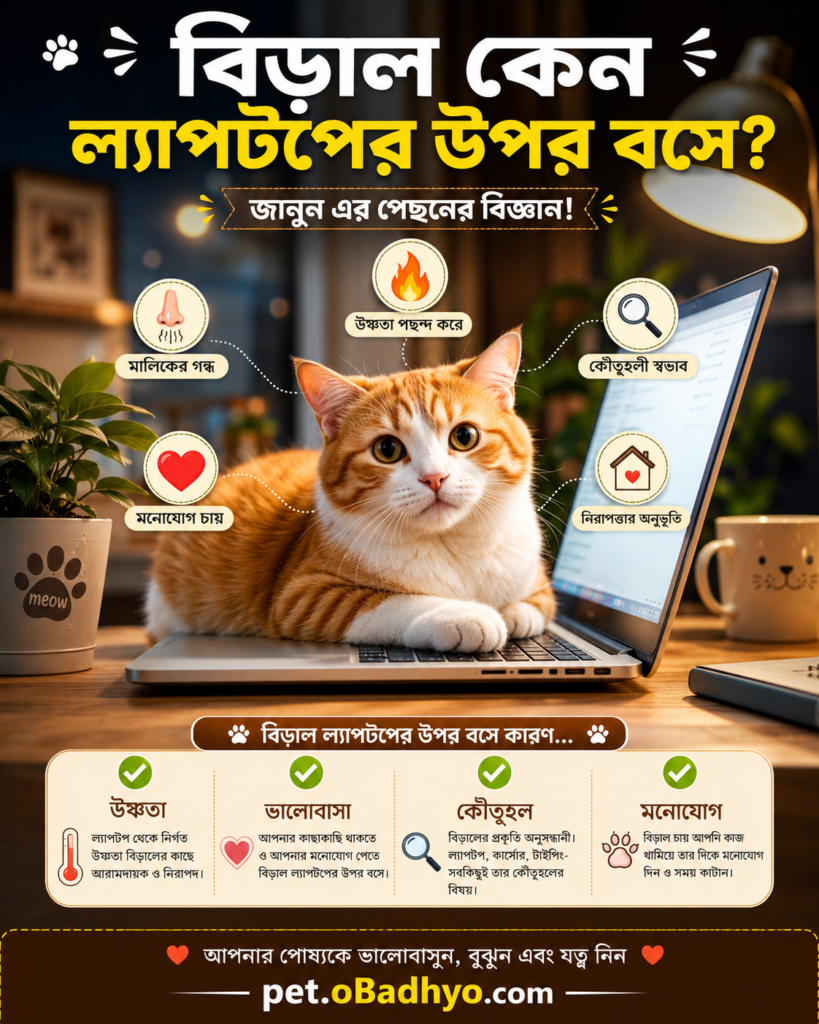 বিড়াল কেন ল্যাপটপের উপর বসে